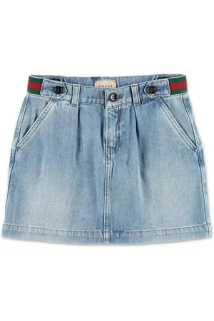 Gucci Web-stripe denim skirt