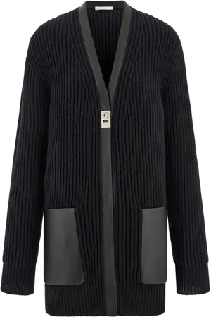Salvatore Ferragamo Leather-trimmed cardigan