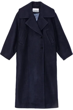 Ganni Notched-lapel woolb-blend coat