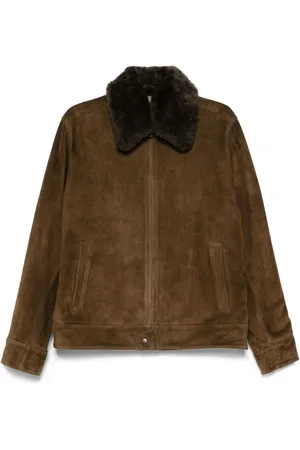 Vince Shearling-collar suede jacket