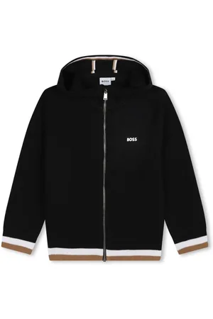 HUGO BOSS Stripe-detail zip-up hoodie