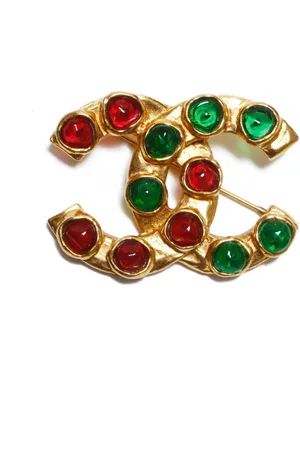 CHANEL 1980s stone-embellished CC brooch