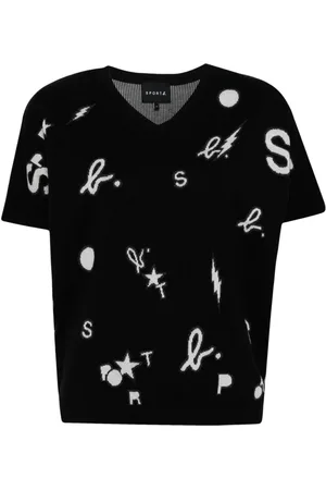 AGNÈS B. Intarsia-knit logo knitted top