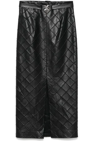 NISSA Faux-leather midi skirt