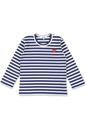Comme des Garçons Heart-patch striped T-shirt