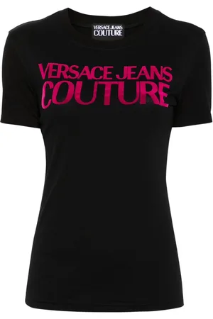 VERSACE Logo-flocked cotton T-shirt