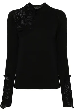 ERMANNO SCERVINO Floral lace-appliqué sweater