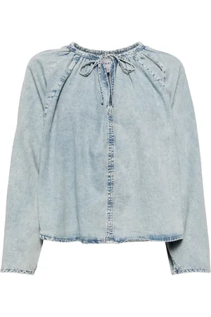 Frame Shirred denim blouse