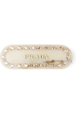 Prada Crystal-embellished logo hair clip