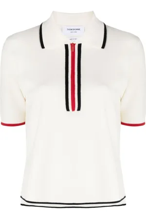Thom Browne RWB-striped virgin wool polo shirt