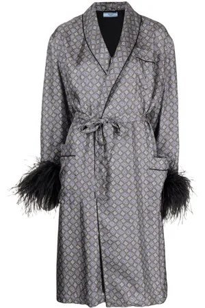 Prada Feather-detail silk robe