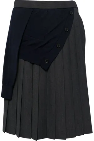 Kolor Patchwork pleated midi skirt