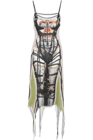 Y / PROJECT Bondage-print midi dress