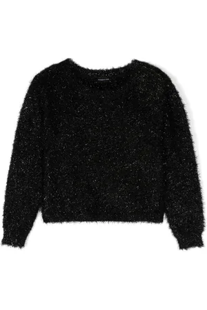 MONNALISA Crew-neck faux-shearling jumper