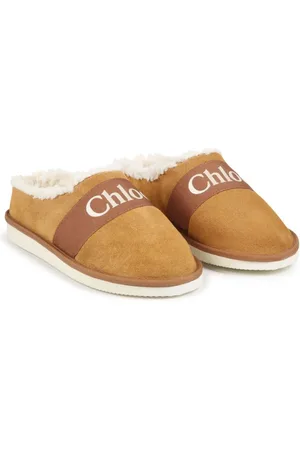 Chloé Logo-print strap fleece-texture slippers