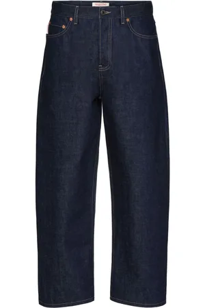 VALENTINO GARAVANI Logo-patch cropped jeans
