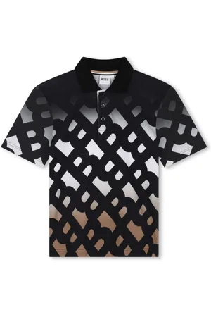 HUGO BOSS Monogram-print piqué-weave polo shirt