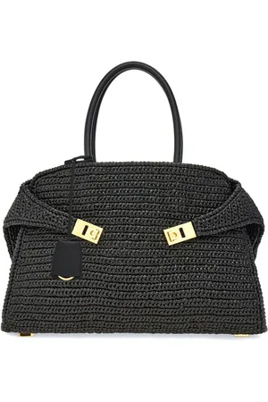 Salvatore Ferragamo Medium The Hug raffia tote bag