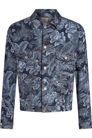 Etro Floral-jacquard denim jacket