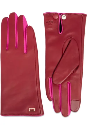 LANCEL Contrast-trim leather gloves