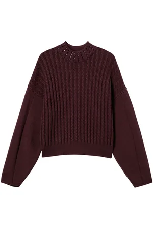 Twin-Set Rhinestone-embellished cable-knit sweater