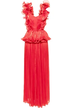 Ana Radu Ruffled-detail plissé gown