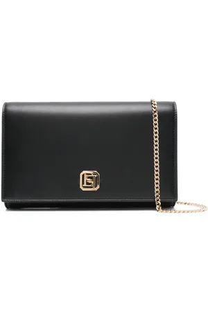Elisabetta Franchi Logo turn-lock leather clutch bag