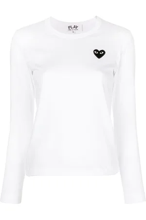 Comme des Garçons Long sleeves embroidered heart T-shirt