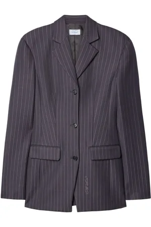OFF-WHITE Embroidered-logo pinstripe-pattern blazer