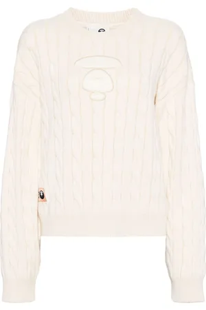 A Bathing Ape Logo-print cable-knitted jumper