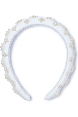 Jennifer Behr Pearl-embellished silk headband