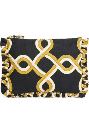 La DoubleJ Tackle-print cotton clutch bag