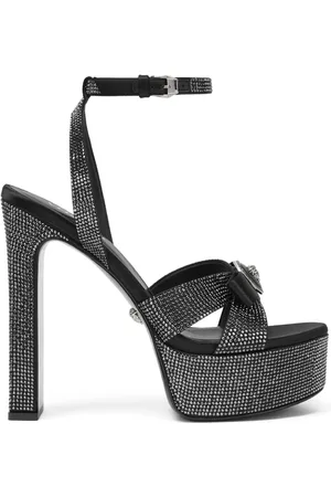 VERSACE 140mm Gianni Ribbon crystal sandals
