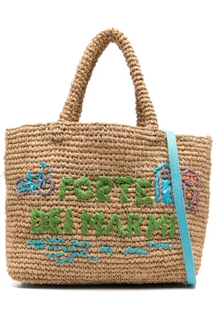 MC2 SAINT BARTH Medium logo-embroidered raffia bag