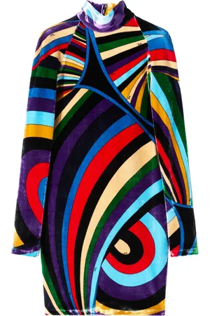 Puccini Iride-print velvet mini dress