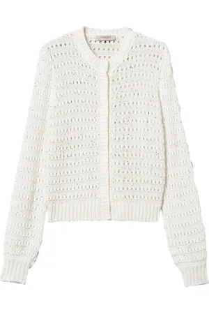 Twin-Set Sequin-embellished open-knit cardigan