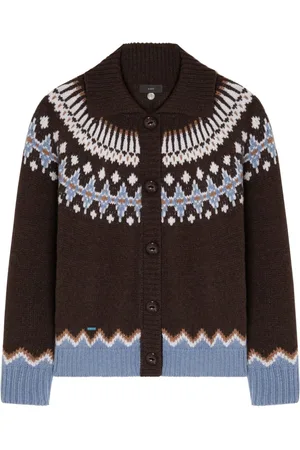 Alanui Fair isle intarsia knit wool cardi coat