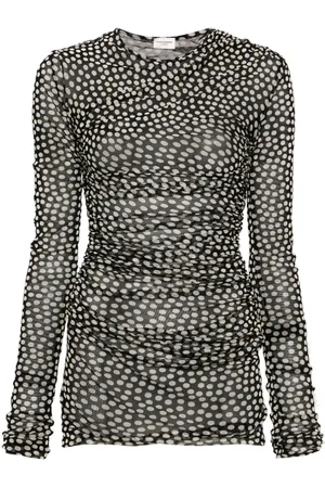 Saint Laurent Polka-dot ruched tulle minidress