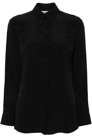Elisabetta Franchi Logo-jacquard georgette blouse