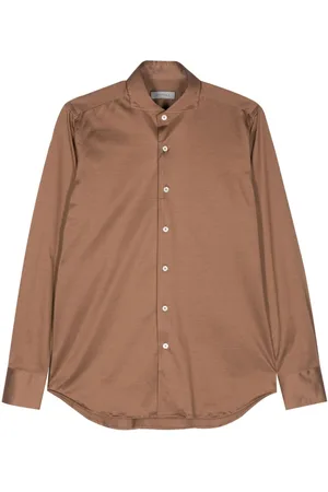 CANALI Tonal-stitching cotton shirt