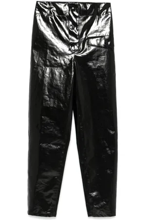 Saint Laurent Paperbag-waist coated trousers