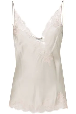 CARINE GILSON Calais-Caudry lace-trim silk camisole