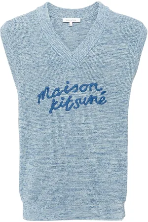 Maison Kitsuné Embroidered-logo V-neck cotton vest