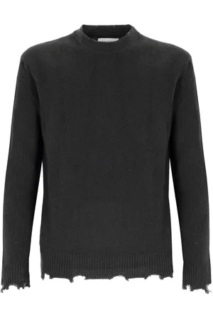 LANEUS Distressed crew-neck jumper