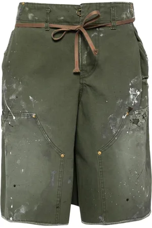 Kolor Paint-splatter denim shorts
