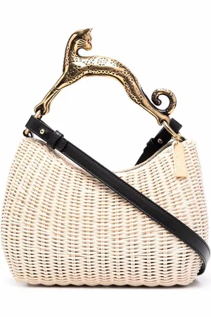 Lanvin Cat embellished-handle woven tote