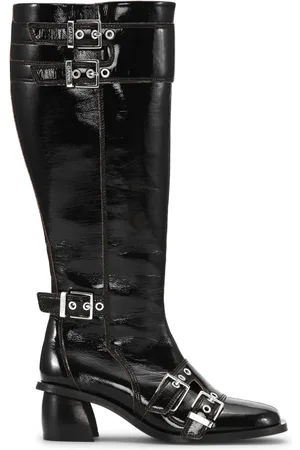 Ganni Double-buckle knee-high boots