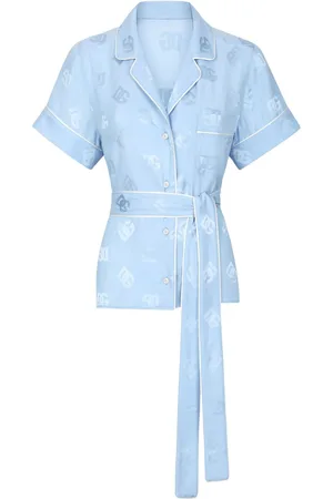 Dolce & Gabbana Monogram-jacquard tied-waist shirt