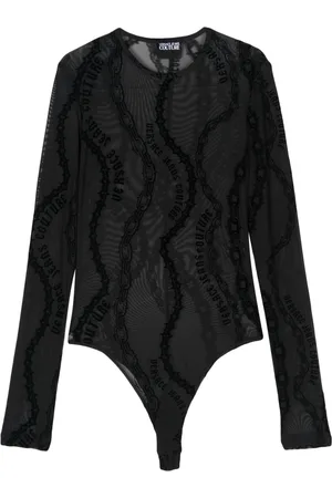 VERSACE Chain Couture-print tulle bodysuit