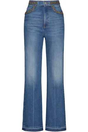 VALENTINO GARAVANI Braid-embellished bootcut jeans
